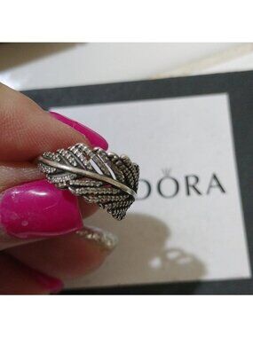 Pandora Sterling Silver Light as a Feather Ring- 190886CZ Size 56
